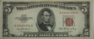 1953 or 1963 $5 Red Seal Currency Note Circulated Our Choice