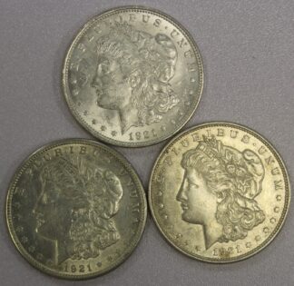1921 P D S Three Coin Morgan Dollar Set