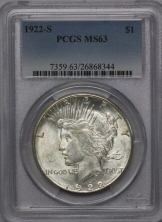 1922 S Peace Dollar PCGS MS63