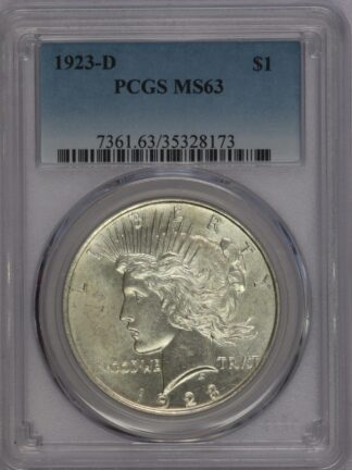 1923 D Peace Dollar PCGS MS63