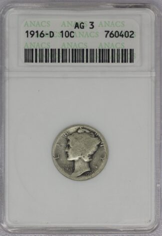 1916 D Mercury Dime ANACS AG3