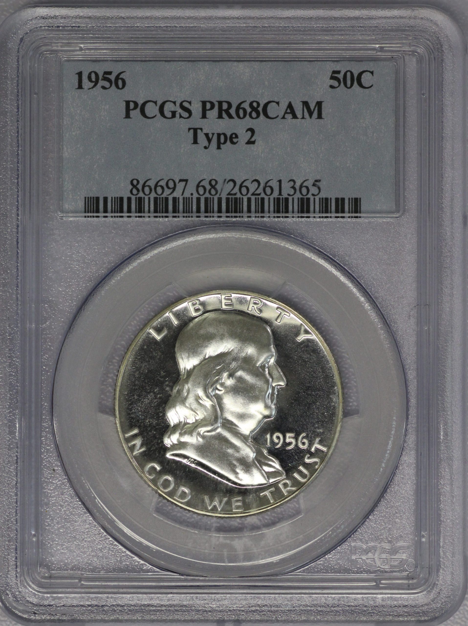 1956 Franklin Half Type 2 PCGS PR68 Cameo