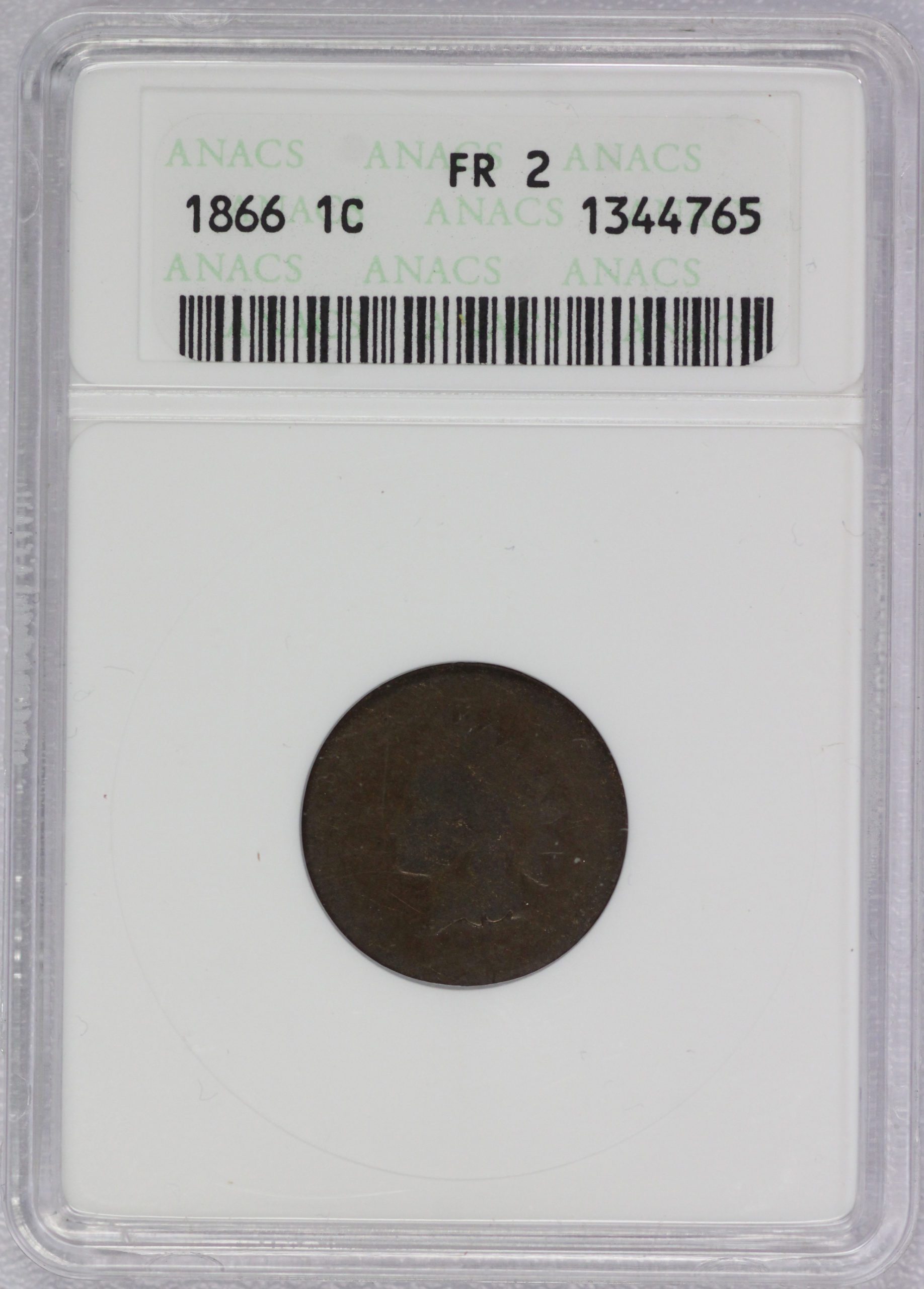 Auction 1866 Indian Head Cent FR2 ANACS