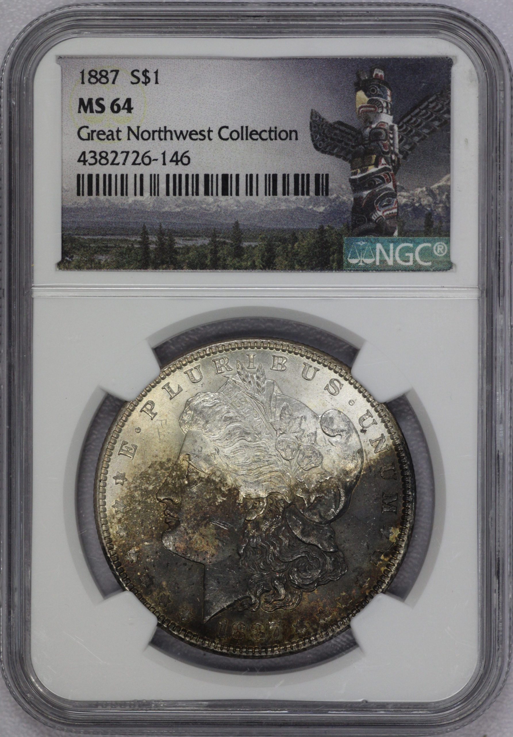 Auction 1887 Morgan Silver Dollar NGC MS64 Toned Great Northwest Collection