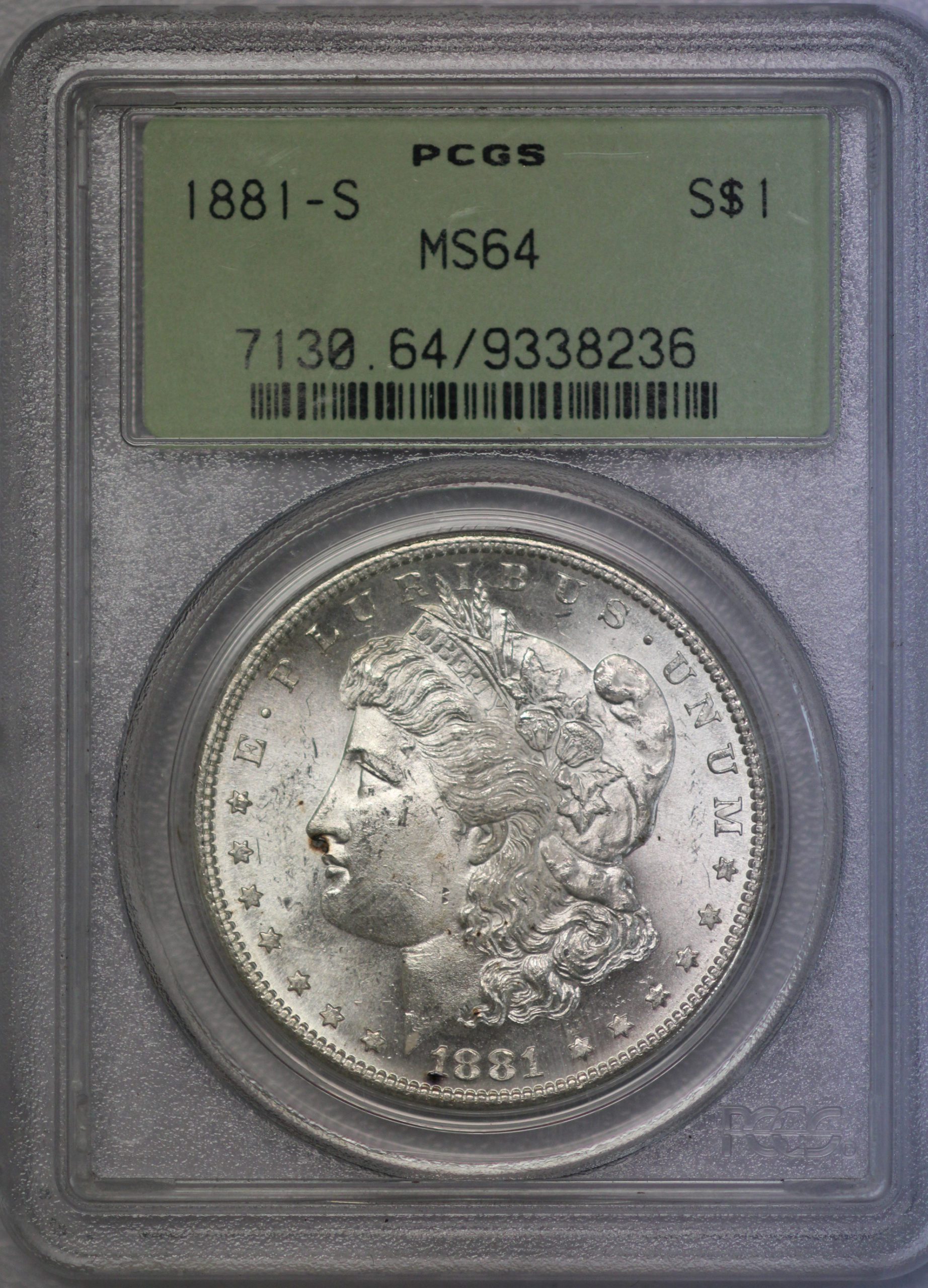 1881 S Morgan Dollar PCGS MS64 OGH Carbon Spots (9338236)