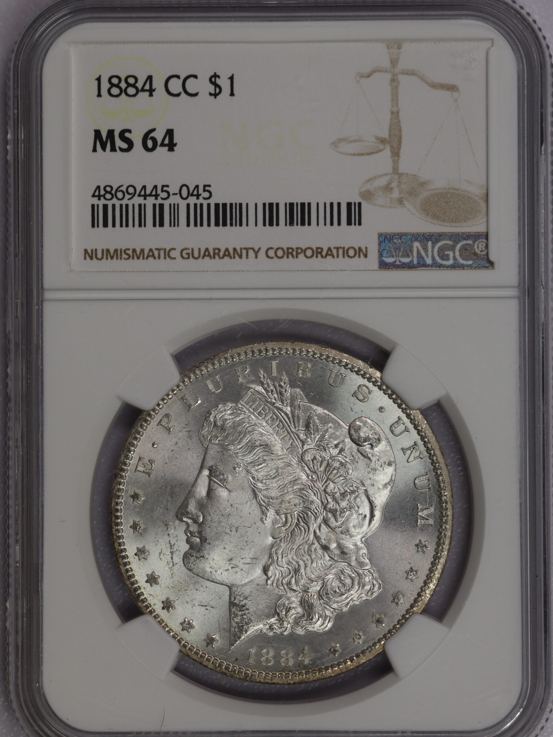 1884 CC Morgan Dollar MS64 NGC