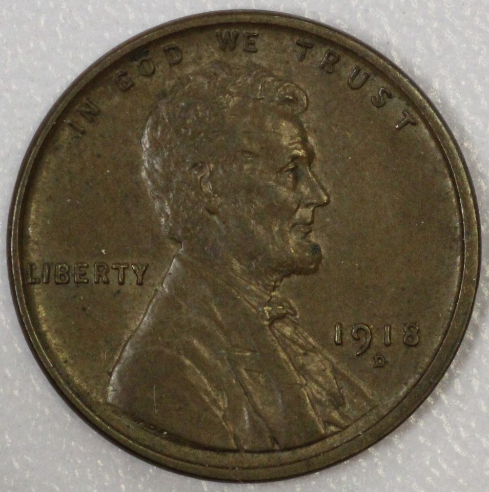 Auction 1918 D Lincoln Wheat Cent Almost Uncirculated