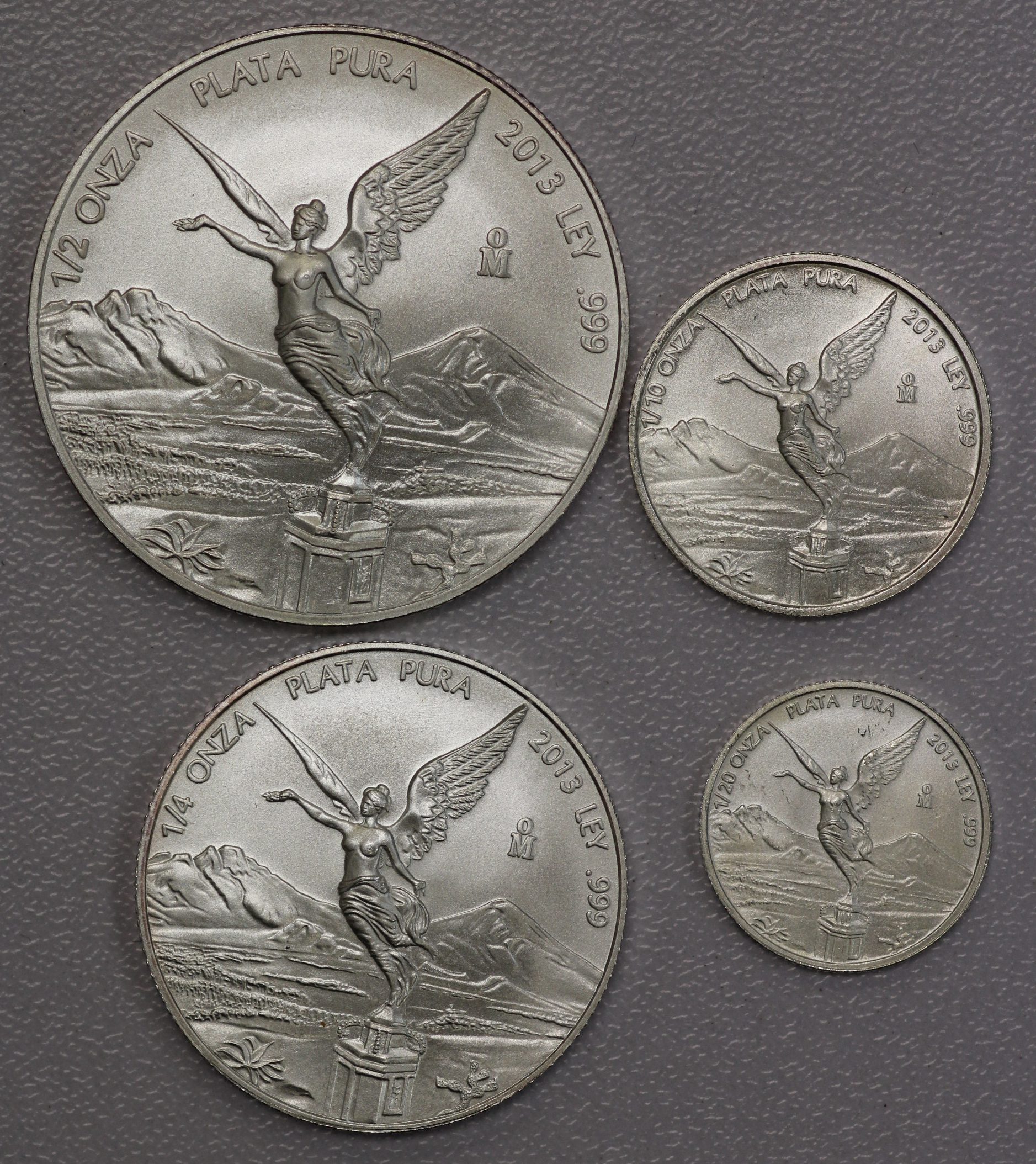 2013 Mexico Libertad Fractional Silver Set Uncirculated - 1/2 Ounce, 1/4th Ounce, 1/10th Ounce, 1/20th Ounce - Low Mintage