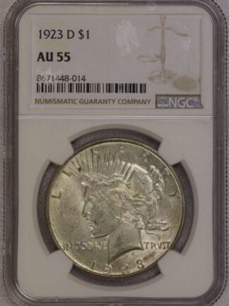 1923 D Peace Dollar AU55 PCGS