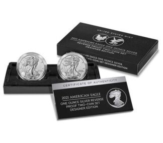2021 W/S American Silver Eagle Reverse Proof 2 Coin Designer Set OGP - Type 1 & 2 Reverse