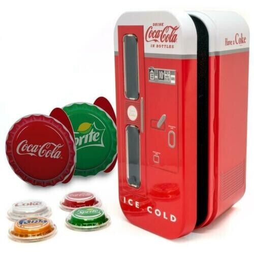 Coca-Cola VENDING MACHINE - 4 - 2020 $1 FIJI Coke Silver Bottle Cap Coins - With All Original Packaging and Box