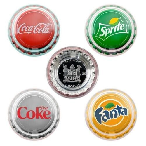 Coca-Cola VENDING MACHINE - 4 - 2020 $1 FIJI Coke Silver Bottle Cap Coins - With All Original Packaging and Box - Image 3