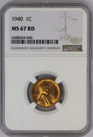 1940 Lincoln Wheat Cent NGC MS67 RD