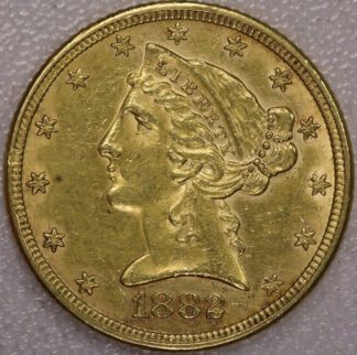 1882 $5 Gold Liberty Quarter Eagle UNC Cleaned