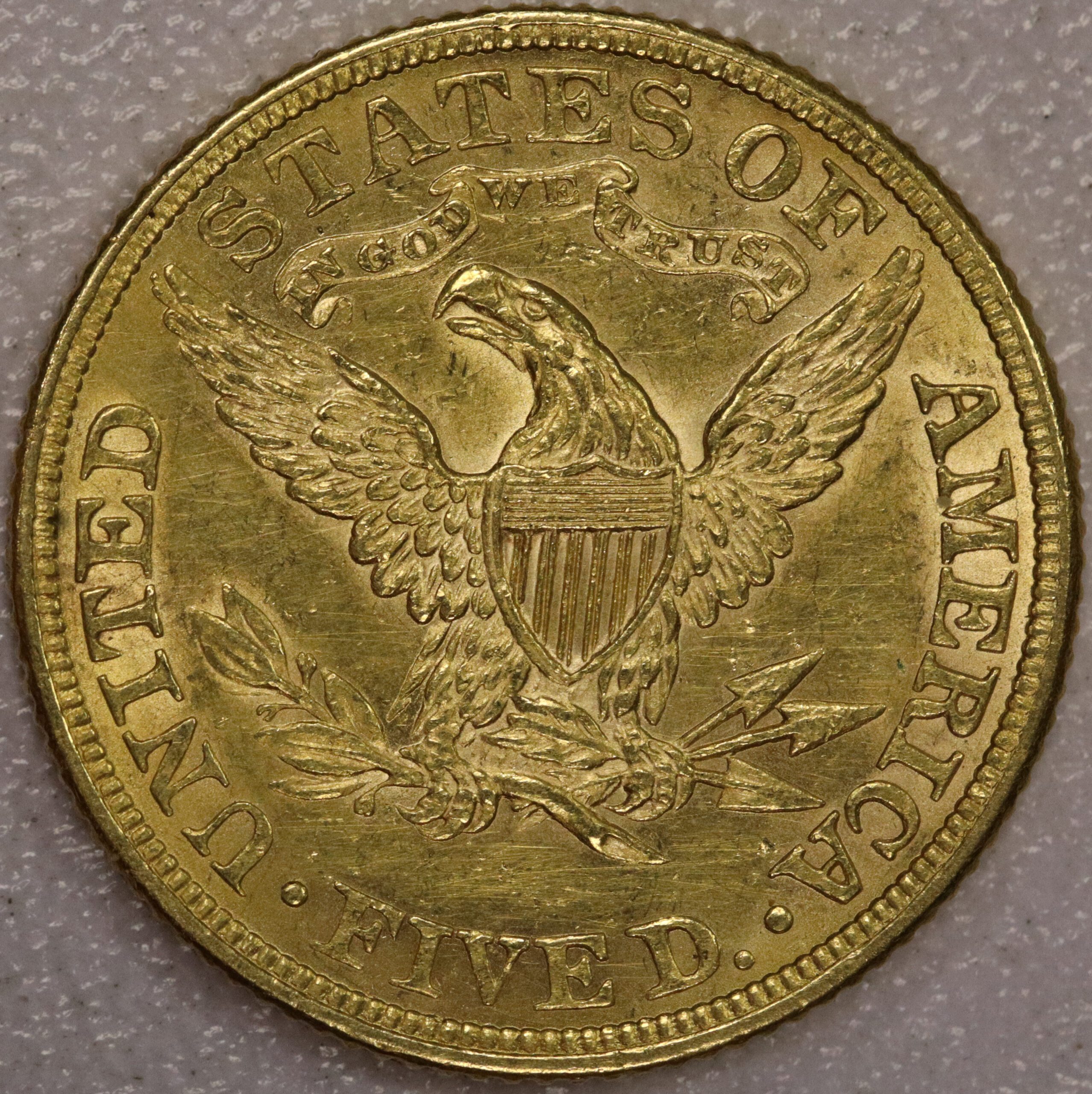 1882 $5 Gold Liberty Quarter Eagle UNC Cleaned - Image 2