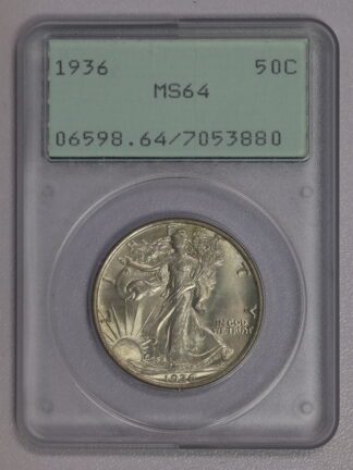 1936 Walking Half Dollar PCGS MS64 Old Green Holder