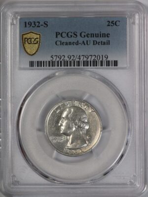 Auction - 1932 S Washington Quarter AU Cleaned PCGS