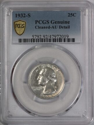 Auction - 1932 S Washington Quarter AU Cleaned PCGS