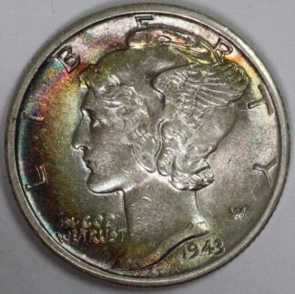 Auction - 1943 Toned Mercury Dime AU