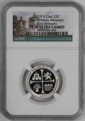 Auction - 2019 S Clad Quarter San Antonio Missions First Releases PF70 NGC
