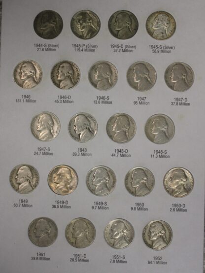 1938 To 1961 D Circulated Jefferson Nickel Collection Complete In