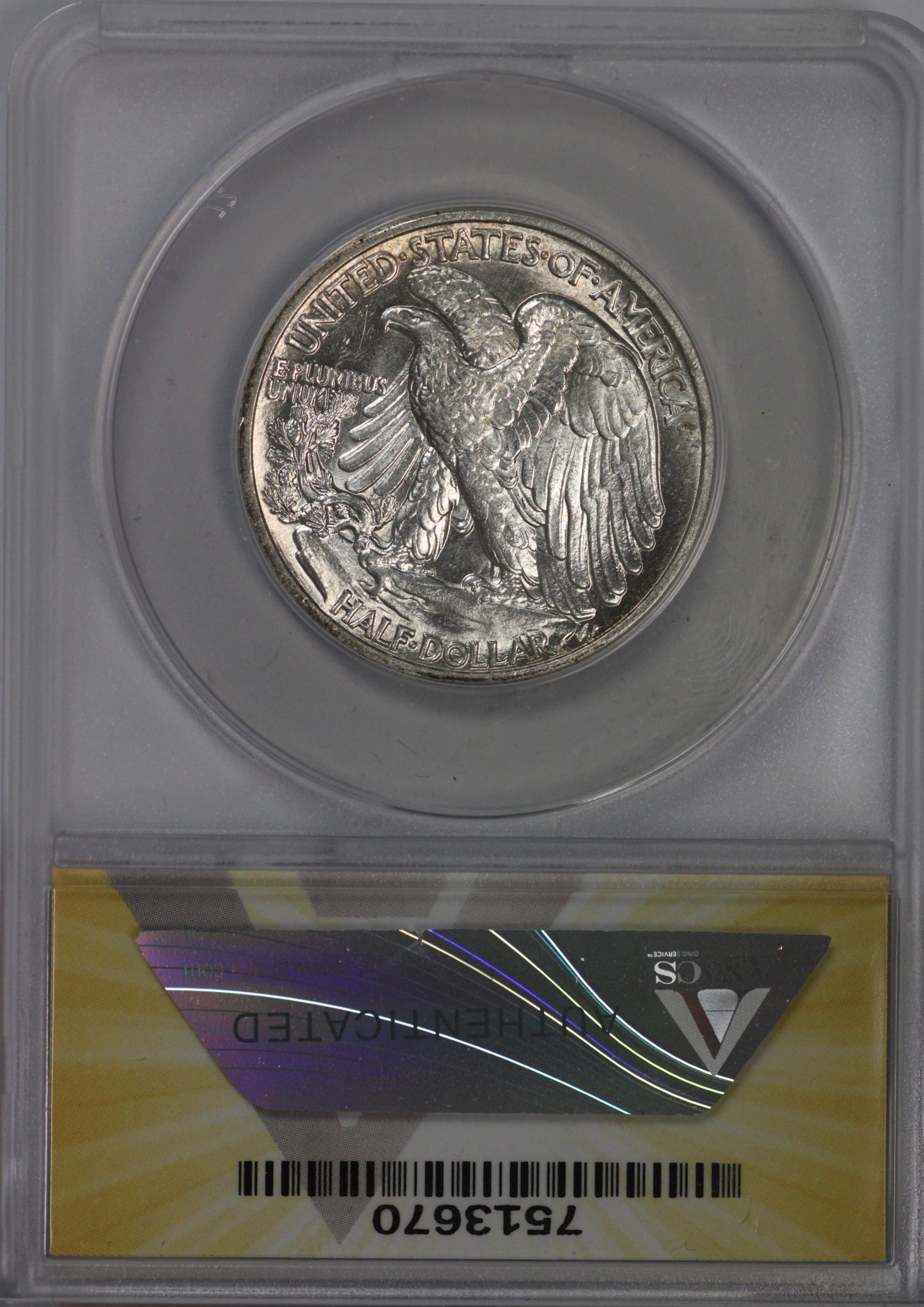 1941 Walking Liberty Half ANACS MS62 - Image 2