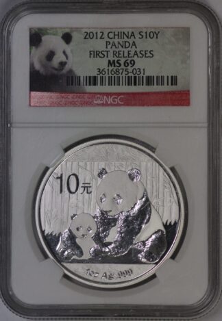 2012 Silver Panda 10 Yuan NGC MS69 First Releases - .999 Fine Silver