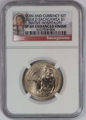 Auction - 2014 D Sacagawea $1 Native Hospitality NGC SP69 Enhanced Finish - From Coin & Currency Set