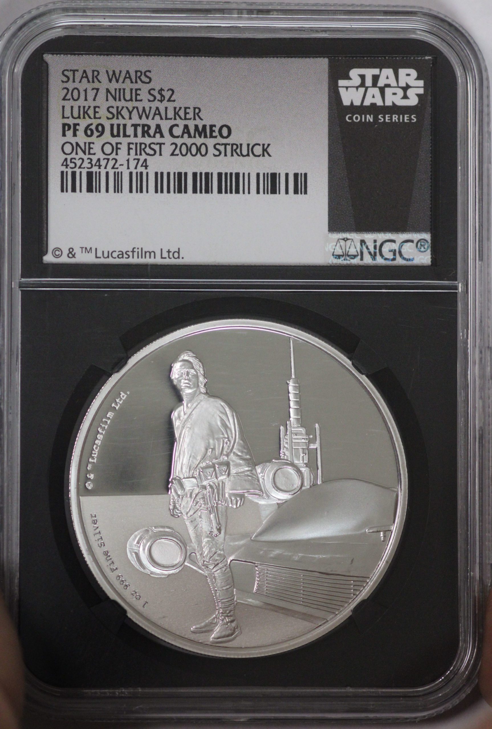 2017 Niue $2 Star Wars Luke Skywalker One Ounce .999 Fine Silver NGC PF69 UC - One of First 2000 Struck