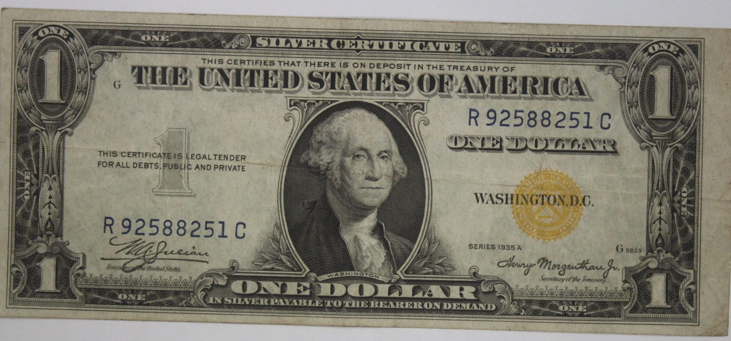 One Dollar Silver Certificate Series 1935 A Yellow Seal North Africa Note