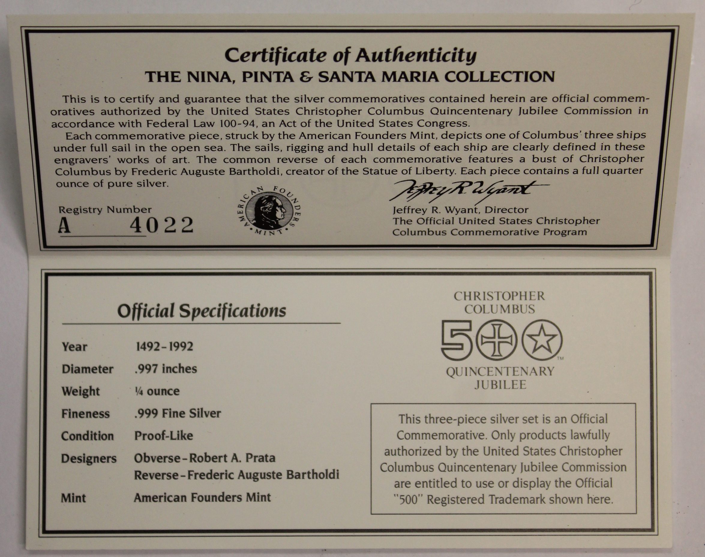 Auction - 1992 Christopher Columbus Ships Of Discovery 500th Anniversary Silver 3 Round Set - .75 Ounce Actual Silver Weight - Image 3