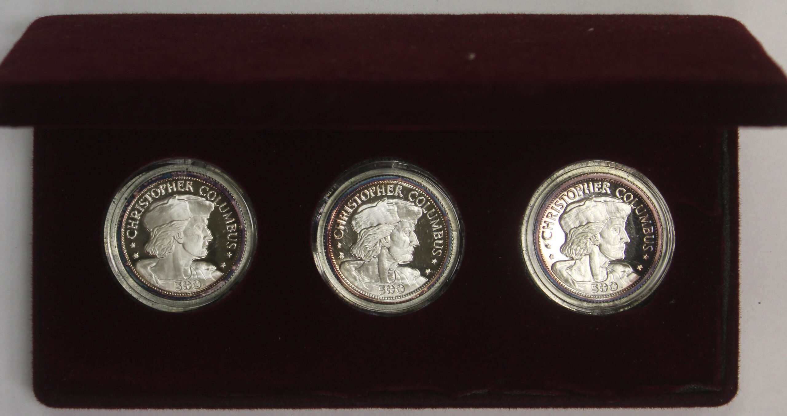 Auction - 1992 Christopher Columbus Ships Of Discovery 500th Anniversary Silver 3 Round Set - .75 Ounce Actual Silver Weight - Image 2