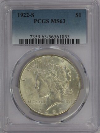 1922 Peace Dollar PCGS MS63