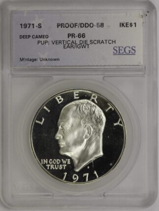 Auction - 1971 S Eisenhower Silver Dollar SEGS PR66 - DDO-58