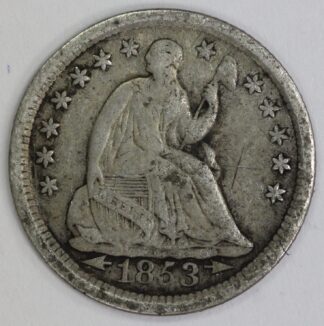 Auction - 1853 Arrows Seated Half Dime - Graffiti
