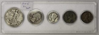 1945 Year Set Half Dollar, Quarter, Dime, Nickel & Cent Circulated
