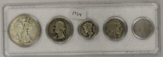 1934 Year Set Half Dollar, Quarter, Dime, Nickel & Cent Circulated
