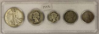 1942 Year Set Half Dollar, Quarter, Dime, Nickel and Cent Circulated