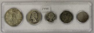1944 Year Set Half Dollar, Quarter, Dime, Nickel and Cent Circulated