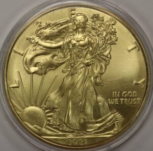 Auction - 2021 Silver Eagle Gold Plated .999 1 Troy oz