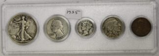 1935 Year Set Half Dollar, Quarter, Dime, Nickel and Cent Circulated