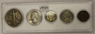 1939 Year Set Half Dollar, Quarter, Dime, Nickel and Cent Circulated