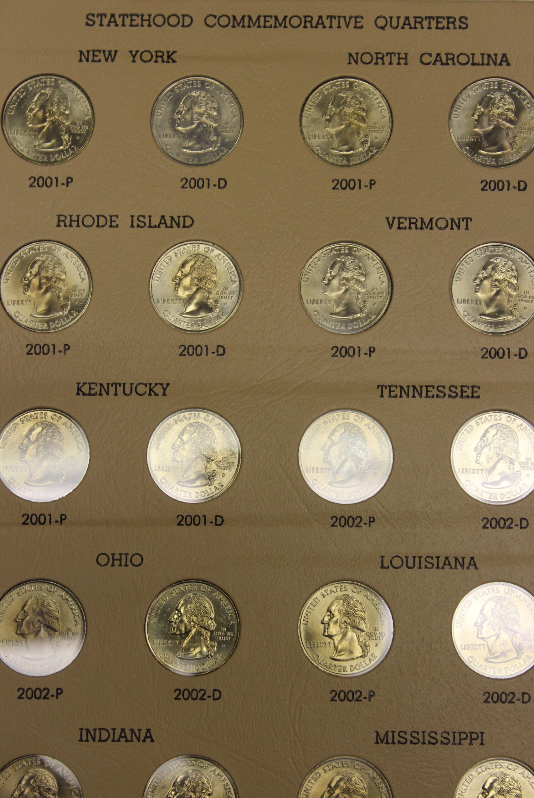 Washington Quarters Statehood Commemorative 1999-2008 In Dansco Album - Image 3