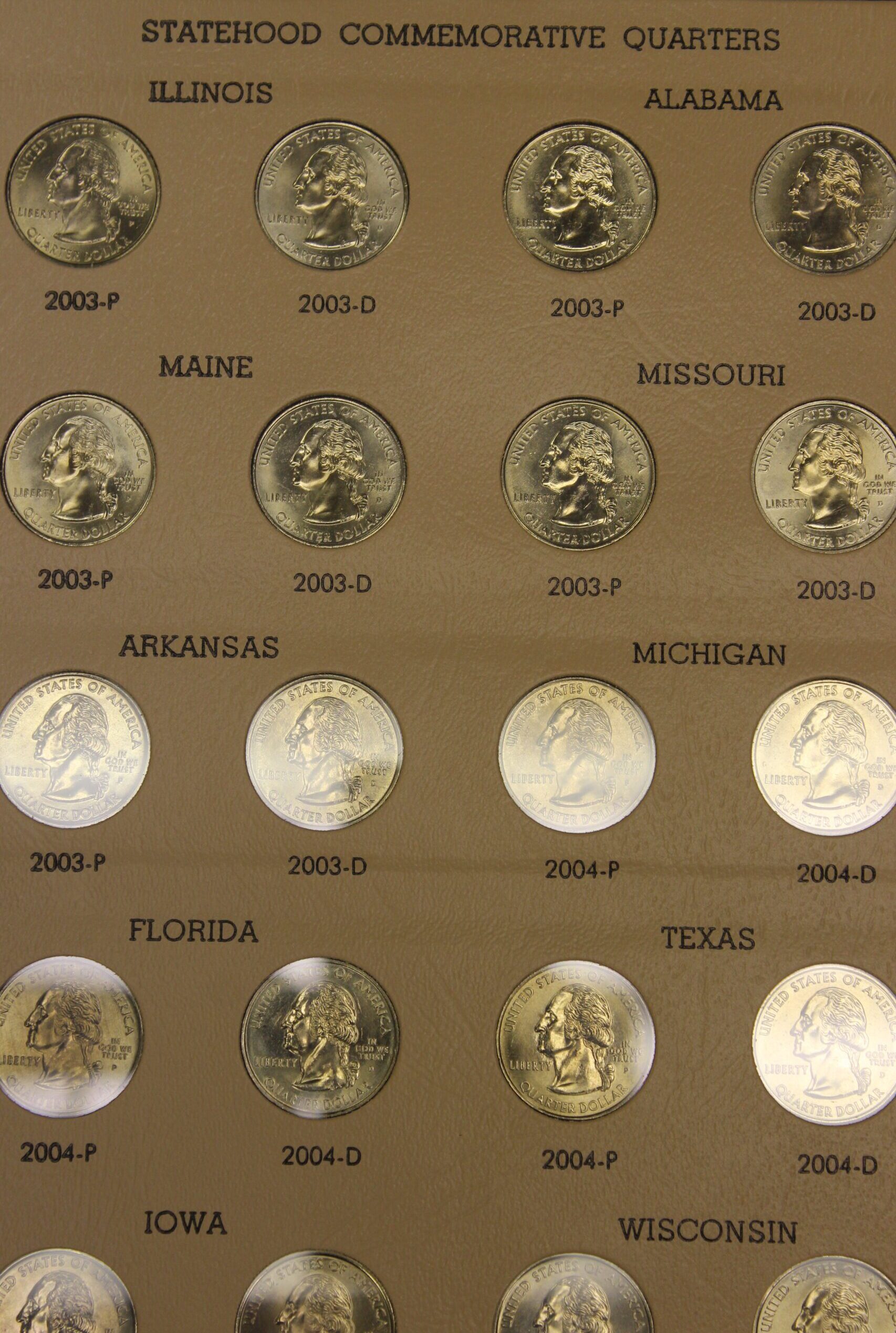 Washington Quarters Statehood Commemorative 1999-2008 In Dansco Album - Image 4