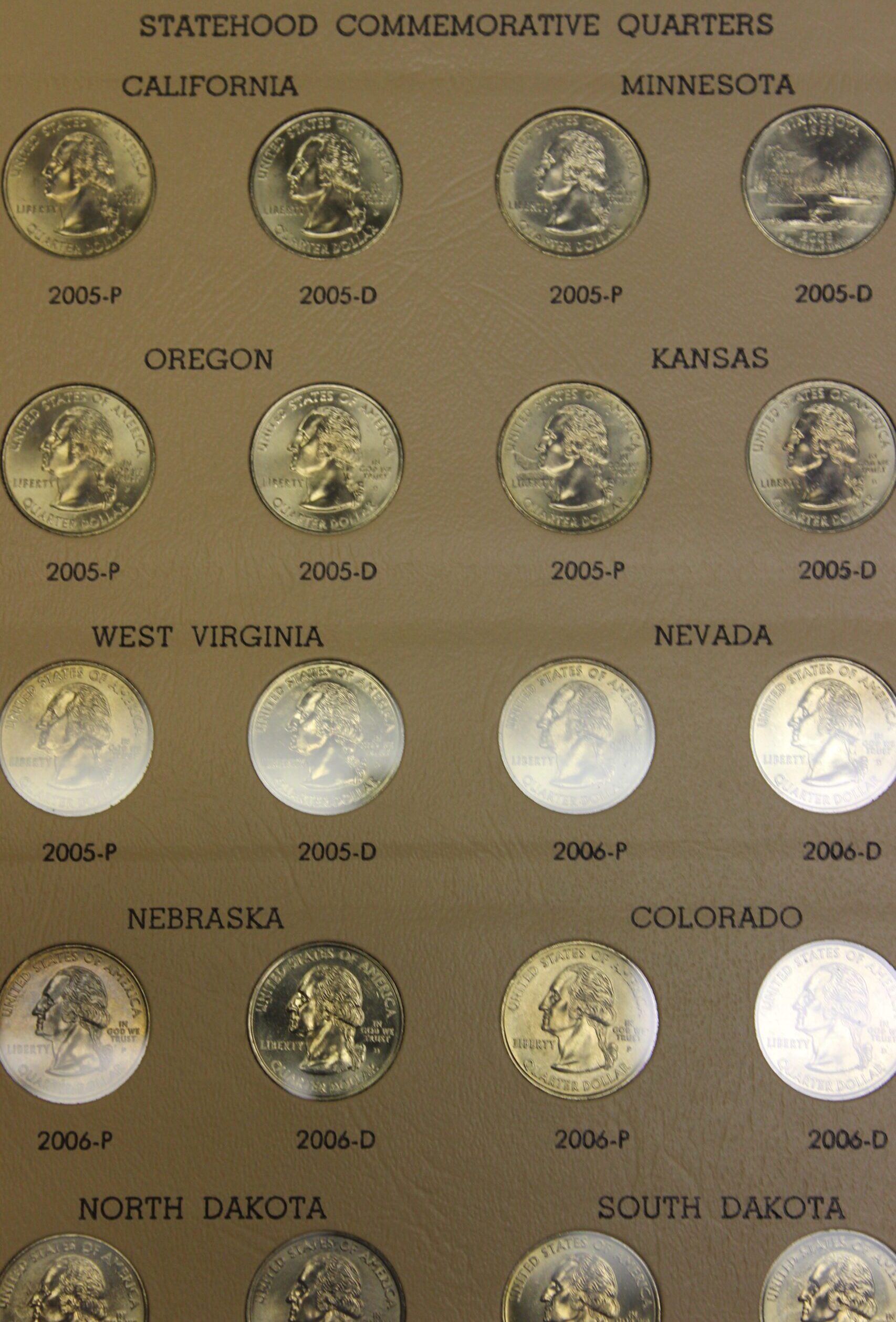 Washington Quarters Statehood Commemorative 1999-2008 In Dansco Album - Image 5
