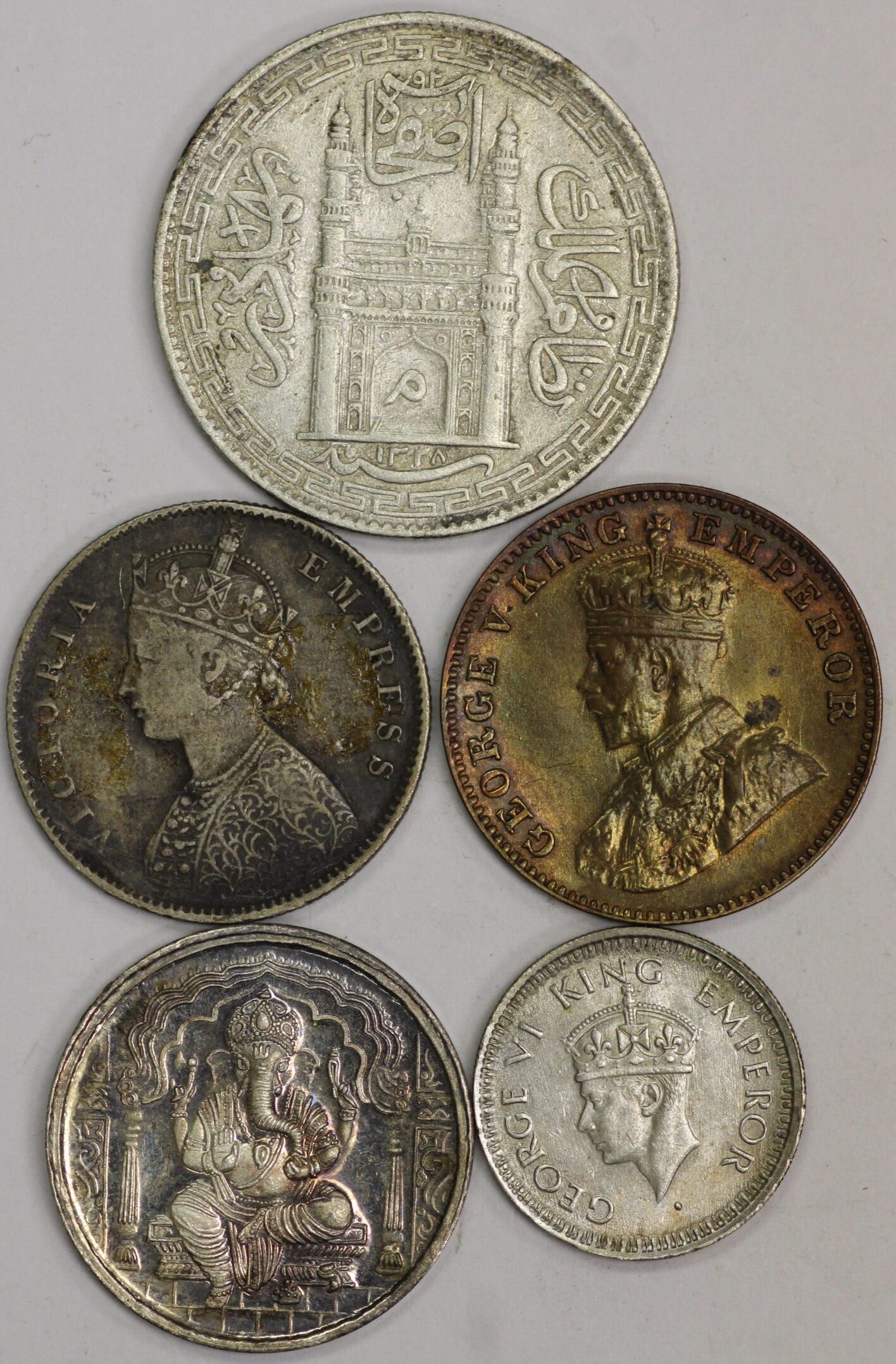 Coins from India Rupee, 1/2 Rupee, 1/4 Rupee, 1/4 Anna & Sterling Silver  Token with Ganesha – Portsmouth Coin & Currency Co