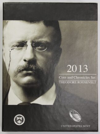 2013 Theodore Roosevelt Coin & Chronicles Set OGP - Proof Presidential Dollar, Silver Presidential Medal, Bronze Bald Eagle Medal