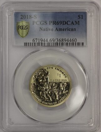 Auction - 2018 S Native American Jim Thorpe Dollar Reverse PR69 DCAM PCGS