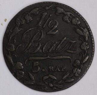AUCTION- Switzerland Canton Vaud 1807 1/2 Batzon 5 Rappen Billion Silver