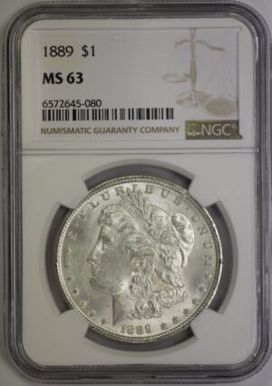 Auction - 1889 Morgan Silver Dollar NGC MS63 - Reverse Carbon Spot